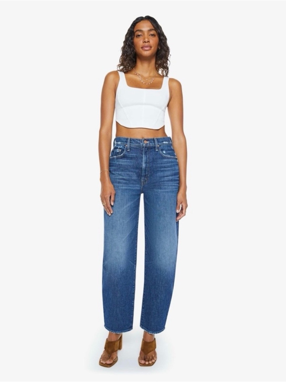 Mother denim fangirl flood High-waisted jeans wide barrel leg size 27